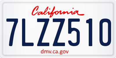 CA license plate 7LZZ510