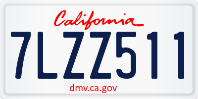 CA license plate 7LZZ511