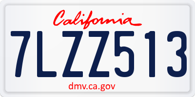 CA license plate 7LZZ513
