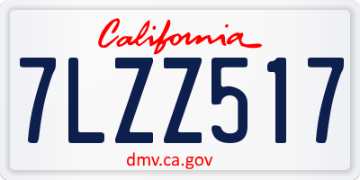 CA license plate 7LZZ517