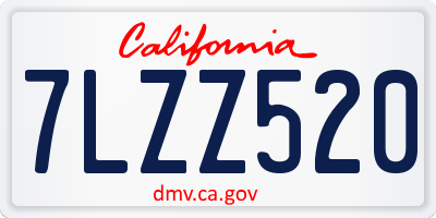 CA license plate 7LZZ520