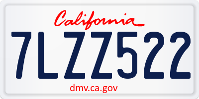 CA license plate 7LZZ522