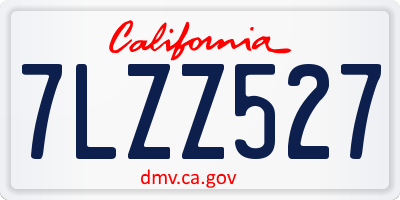 CA license plate 7LZZ527
