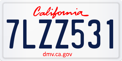 CA license plate 7LZZ531