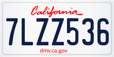 CA license plate 7LZZ536