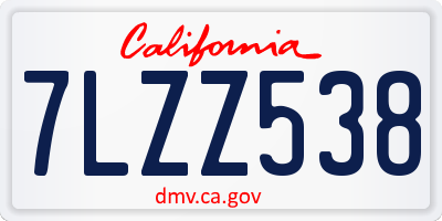 CA license plate 7LZZ538