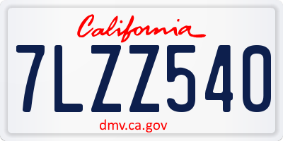 CA license plate 7LZZ540