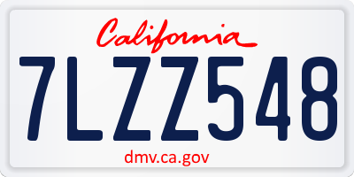 CA license plate 7LZZ548