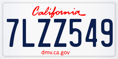 CA license plate 7LZZ549