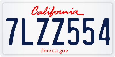 CA license plate 7LZZ554