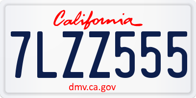 CA license plate 7LZZ555