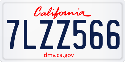 CA license plate 7LZZ566