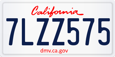 CA license plate 7LZZ575