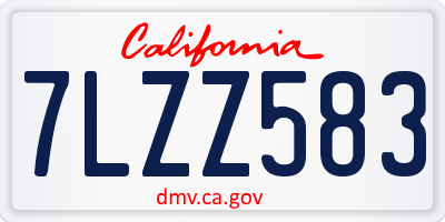CA license plate 7LZZ583