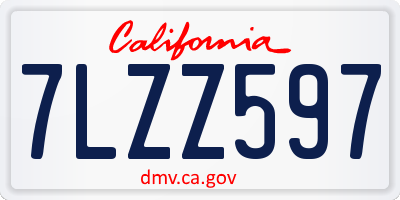 CA license plate 7LZZ597
