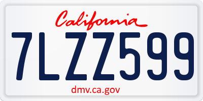 CA license plate 7LZZ599