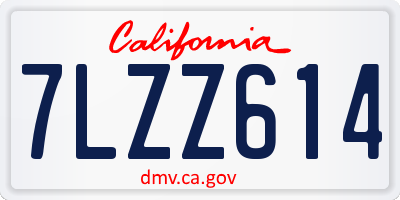CA license plate 7LZZ614