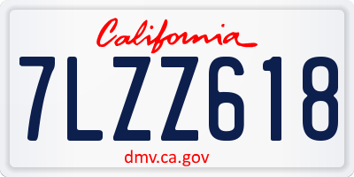 CA license plate 7LZZ618