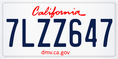 CA license plate 7LZZ647