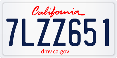 CA license plate 7LZZ651