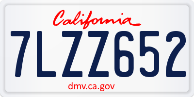 CA license plate 7LZZ652