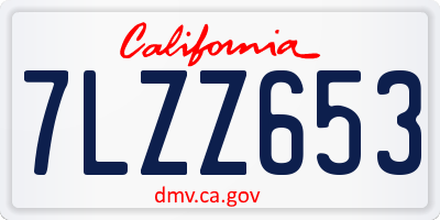 CA license plate 7LZZ653