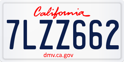 CA license plate 7LZZ662