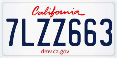 CA license plate 7LZZ663