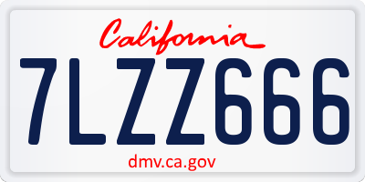 CA license plate 7LZZ666