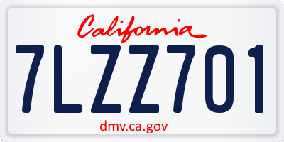 CA license plate 7LZZ701