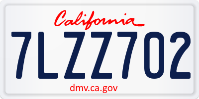 CA license plate 7LZZ702