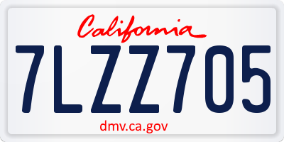 CA license plate 7LZZ705