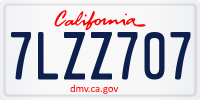 CA license plate 7LZZ707