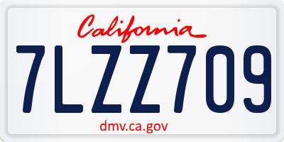 CA license plate 7LZZ709