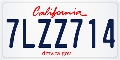 CA license plate 7LZZ714