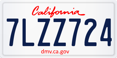 CA license plate 7LZZ724
