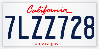 CA license plate 7LZZ728