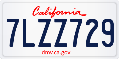 CA license plate 7LZZ729