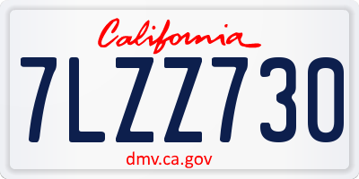 CA license plate 7LZZ730