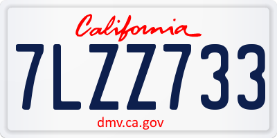 CA license plate 7LZZ733