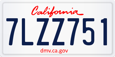 CA license plate 7LZZ751