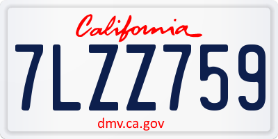 CA license plate 7LZZ759