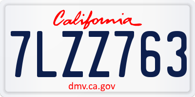 CA license plate 7LZZ763