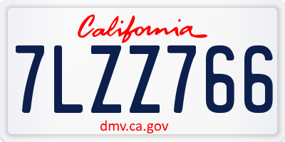 CA license plate 7LZZ766