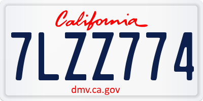 CA license plate 7LZZ774