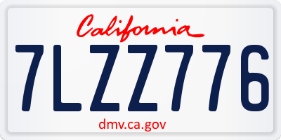 CA license plate 7LZZ776