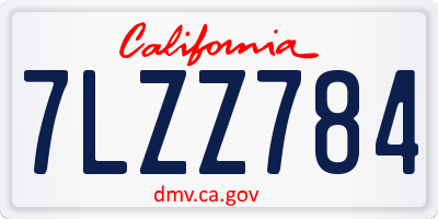 CA license plate 7LZZ784