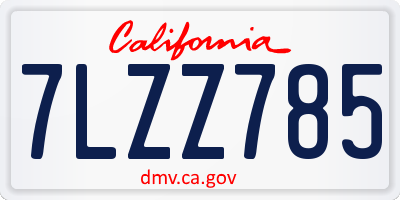 CA license plate 7LZZ785