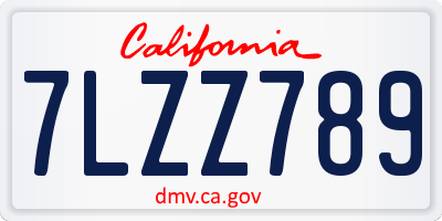 CA license plate 7LZZ789