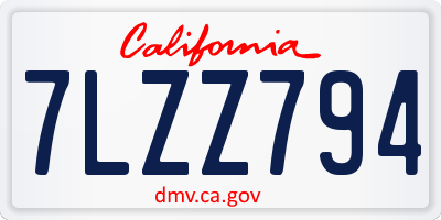 CA license plate 7LZZ794